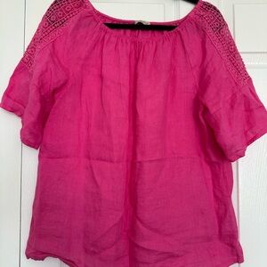Elegant Fuchsia Lace Sleeve Blouse